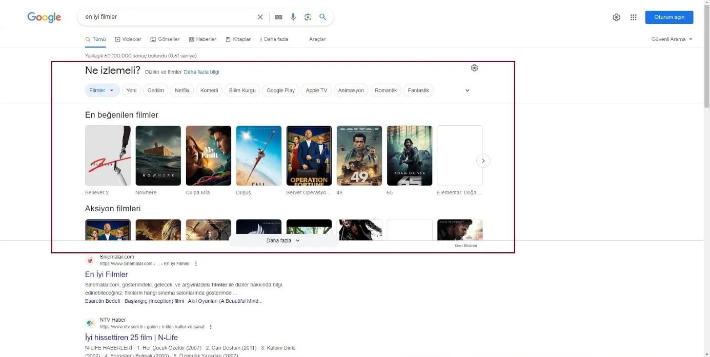 Şekil 34: 2023 Yılında SERP’te Yer Alan “Seçim Vitrini” Özelliği