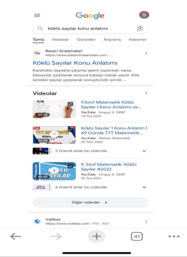 Şekil 64: SERP’teki Videolar Özelliği (Mobil) 241