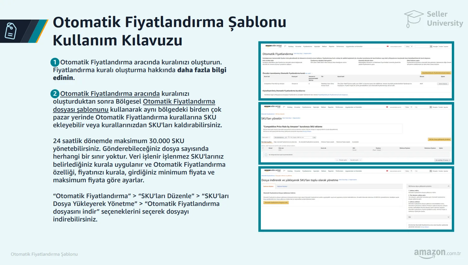 Şekil 1: Amazon Otomatik Fiyatlandırma Şablonu Kullanım Kılavuzu