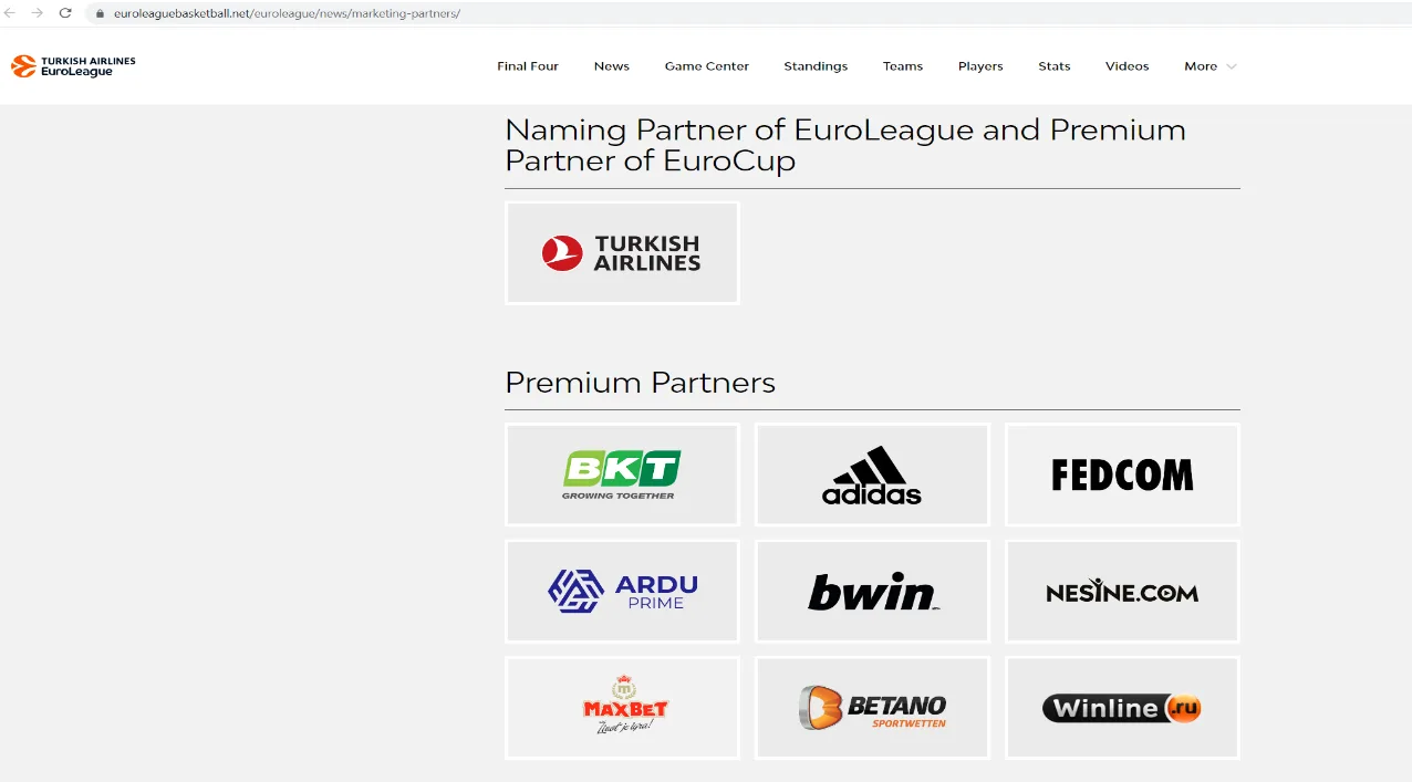 Şekil 6: EUROLEAGUE Premium Partnerleri