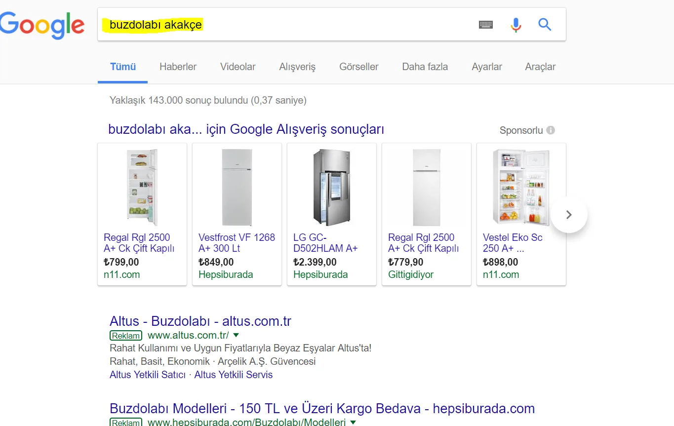 Şekil 21: Marka Adına Yer Verilen Ürün Araması Örnekleri-3