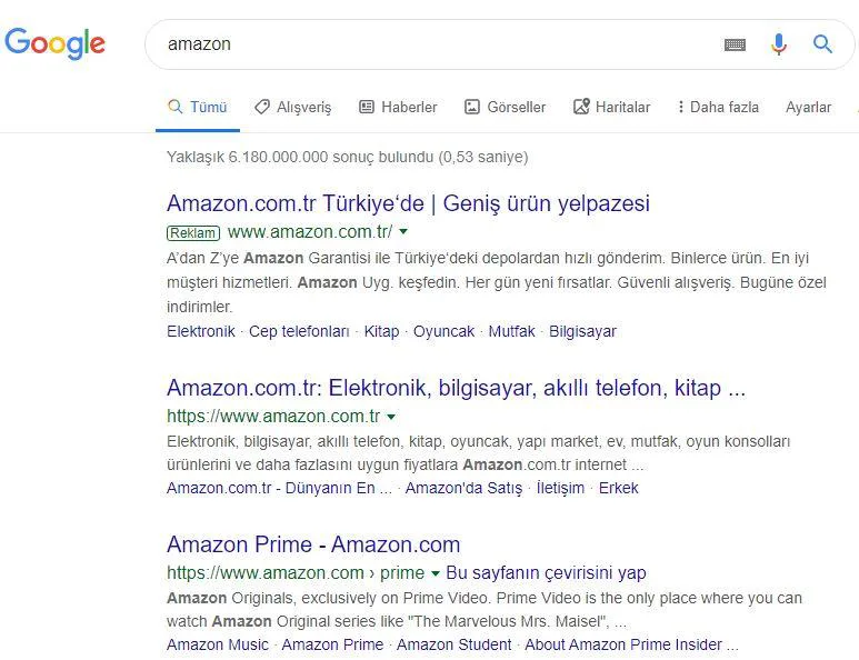 Şekil 21: Marka Sorguları İçin Verilen İhalelerde Üçüncü Tarafların Reklam Vermemesi Durumuna İlişkin Örnek Ekran Görüntüsü
