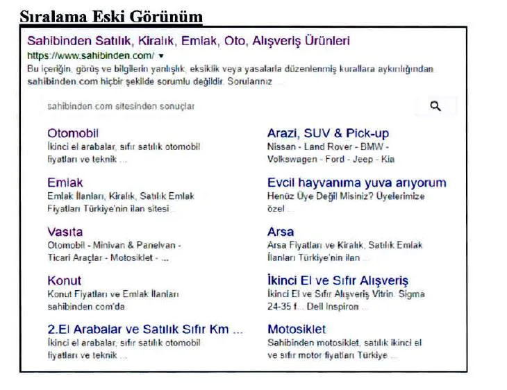 Şekil 9: Sitenin Linklerinin Toplu Olarak Gösterilmesi
