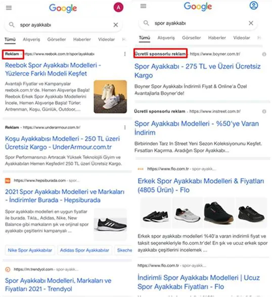 Şekil 1: Reklam Etiketlemesinin Tedbir Öncesi ve Sonrası Görünümü