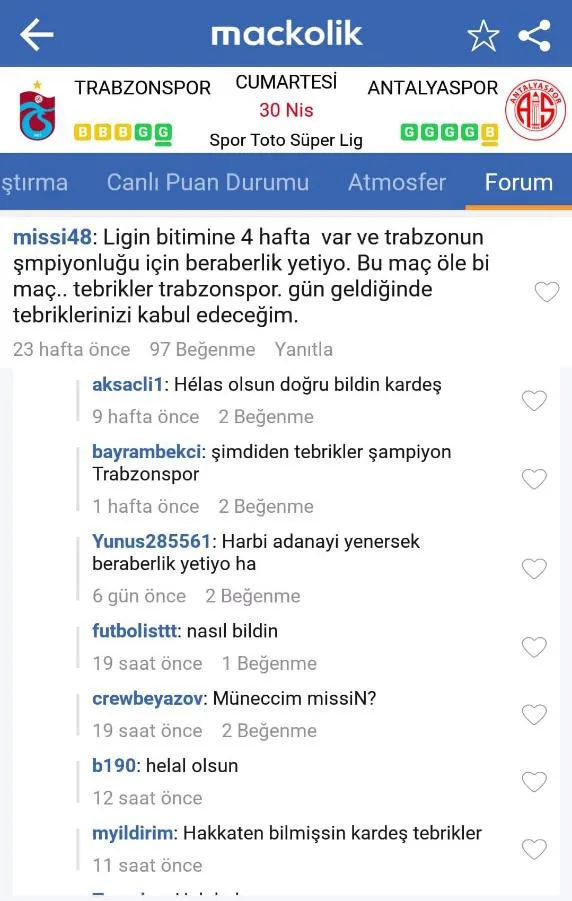 Şekil 2: MAÇKOLİK Forum Sayfası