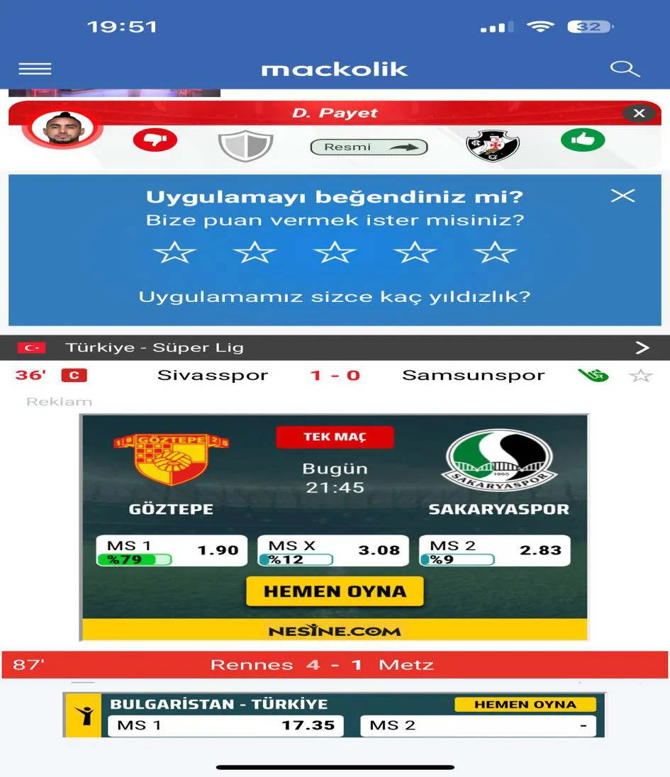 Şekil 8: MAÇKOLİK Mobil Uygulama Ana Ekranı 59