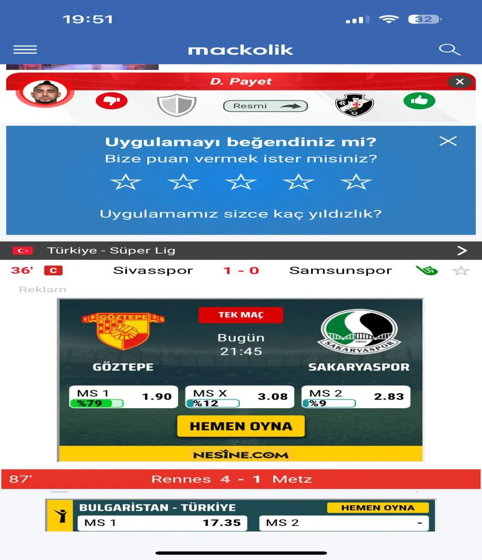 Şekil 11: MAÇKOLİK Mobil Uygulama Ana Ekranı