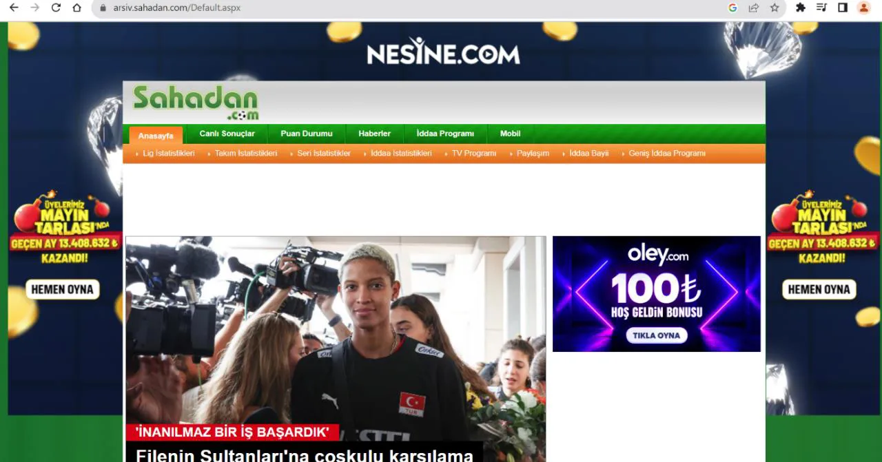 Şekil 16: SAHADAN İnternet Sitesi OLEY Reklamları 18