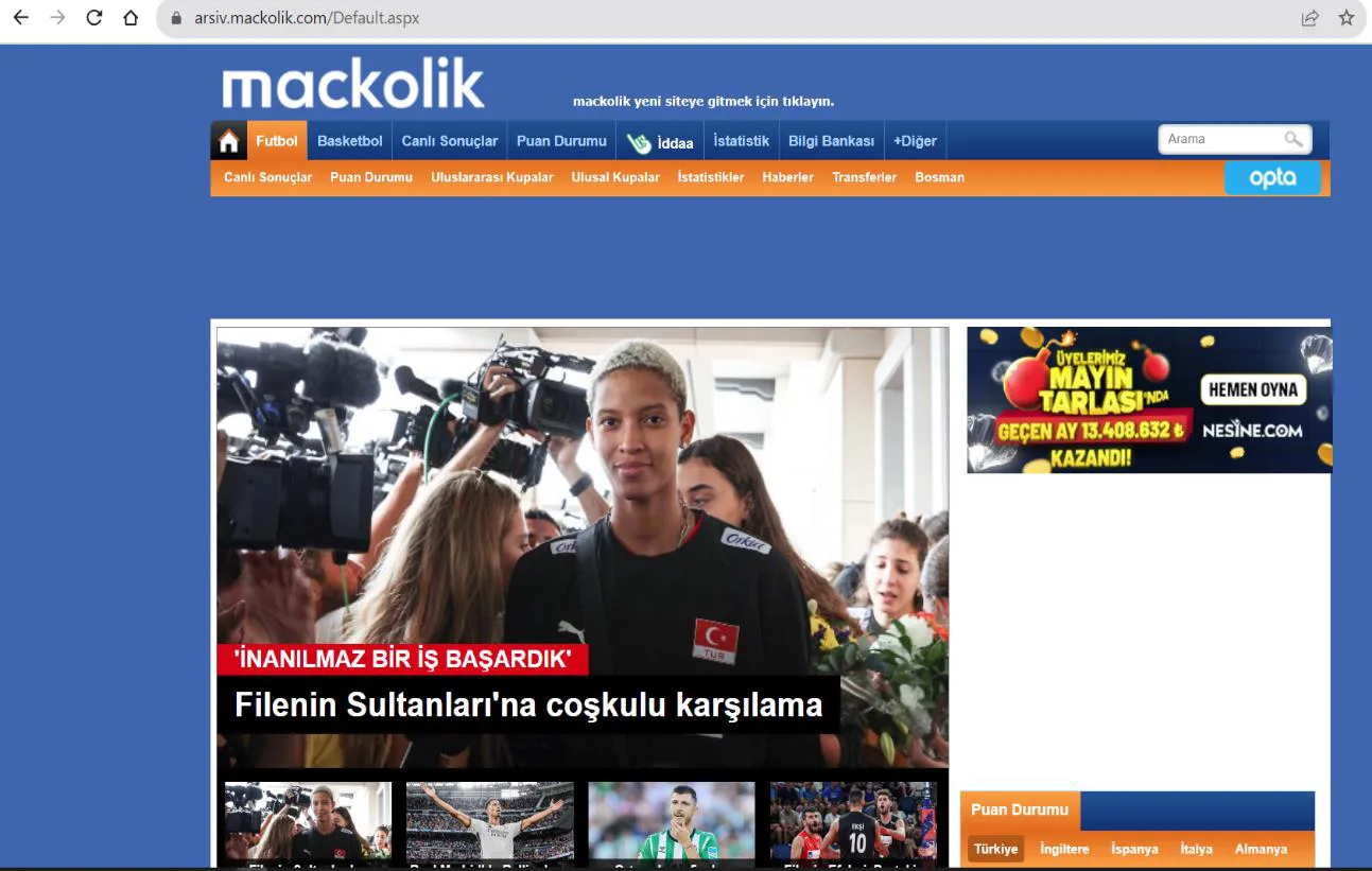 Şekil 8: MAÇKOLİK Eski Site Ana Sayfa Banner Reklamlar [14]