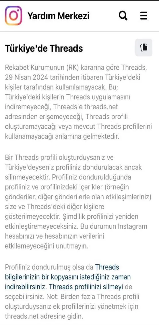 Şekil 1: 30.04.2024 tarihi itibarıyla Threads Üzerinden Ulaşılan Ekran Görüntüleri