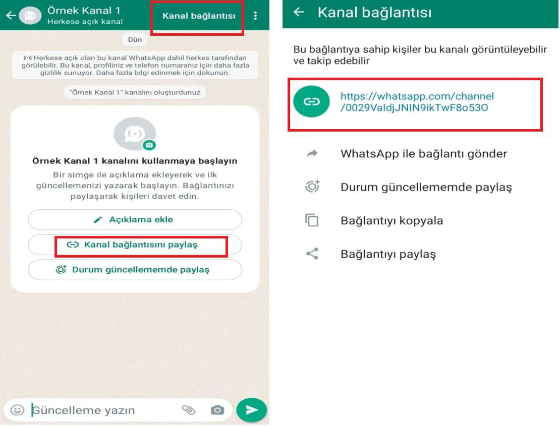 Şekil 4: Bağlantı Aracılığıyla Kanal Bulma Yöntemine İlişkin Ekran Görüntüsü 15