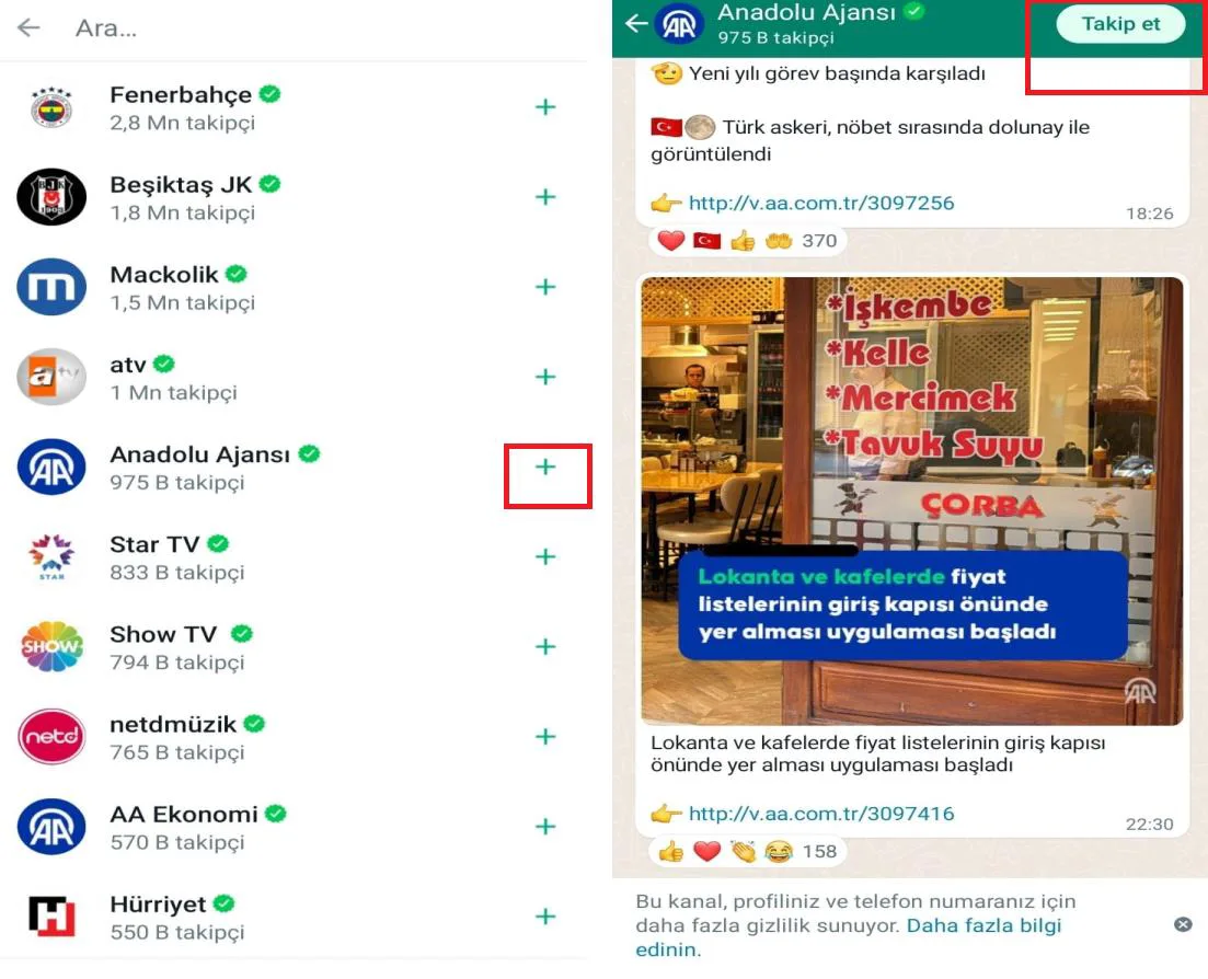 Şekil 5: Kanallar'ın Takip Edilme Yöntemine İlişkin Ekran Görüntüsü 19