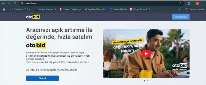 Şekil 3: Otobid Açılış Sayfasına İlişkin Ekran Görüntüsü