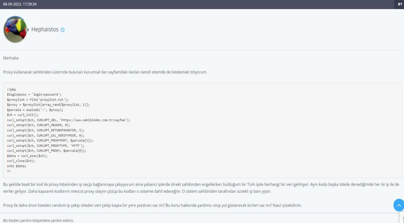 Şekil 2: Kurumsal Üyelerin Proxy Aracılığıyla SAHİBİNDEN'deki İlan Verilerini Kendi İnternet Sitelerine Aktarma Girişimlerine Yönelik Ekran Görüntüsü