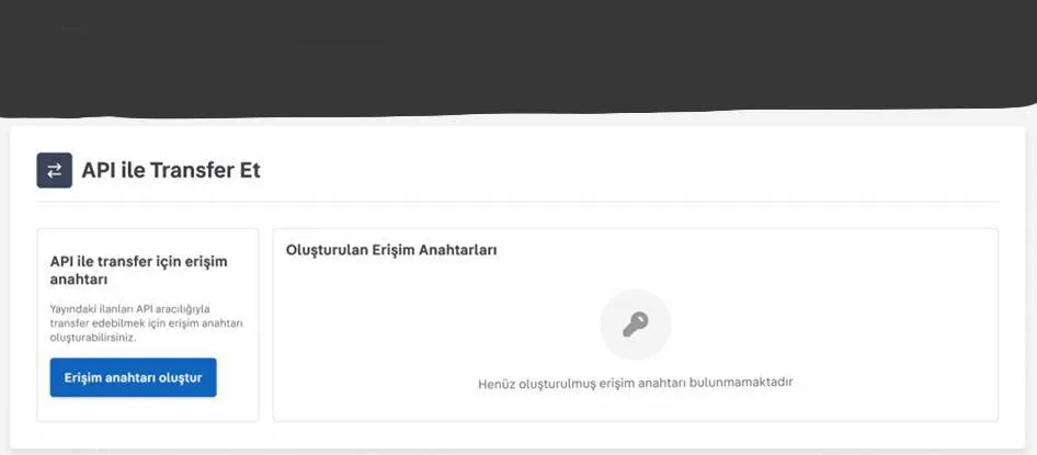 Şekil 4: Erişim Anahtarı Oluşturma Sekmesi