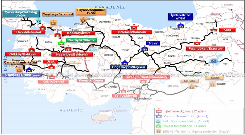 Şekil-12: Türkiye’deki Lojistik Merkezleri