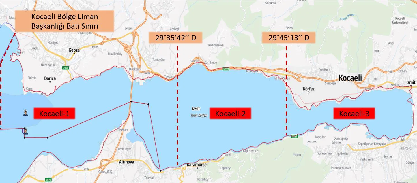 Şekil-2: Kocaeli Körfezi Kılavuzluk ve Römorkörcülük Hizmet Sahaları